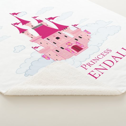 Pink Princess Castle Personalized Girly Sherpa Deken (3/4)