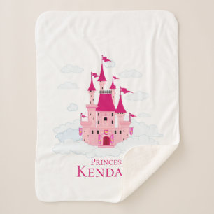 Pink Princess Castle Personalized Girly Sherpa Deken