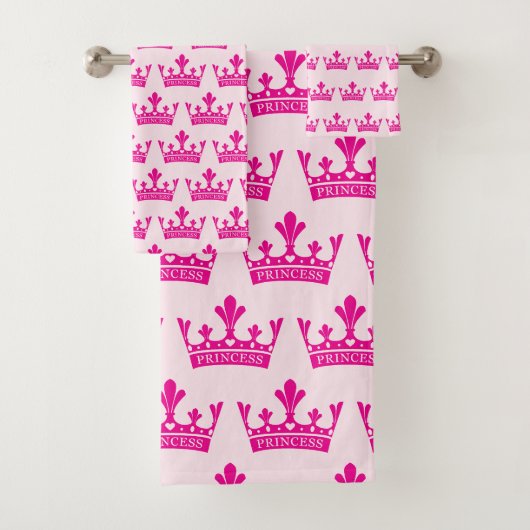 Pink Princess Crown Bad Handdoek (Insitu)