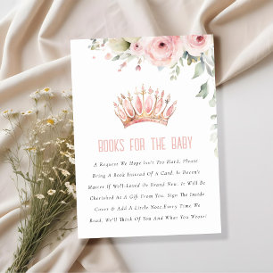 Pink Princess Crown Bloemen Boeken voor Baby showe Informatiekaartje