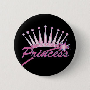 Pink Princess Crown Ronde Button 5,7 Cm