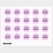 Pink Princess Crown Ronde Sticker (Vel)