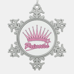Pink Princess Crown Tin Sneeuwvlok Ornament