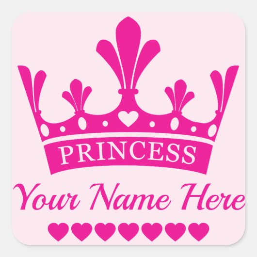 Pink Princess Crown Vierkante Sticker (Voorkant)