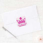 Pink Princess Crown Vierkante Sticker (Envelop)
