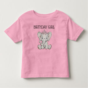 Pink Princess Elephant Child's Birthday Girl Kinder Shirts