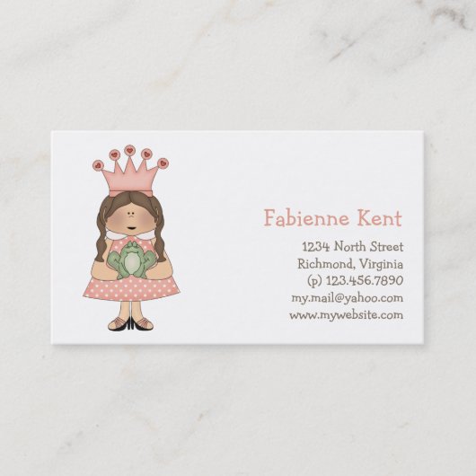Pink Princess & Frog Visitekaartje (Voorkant)