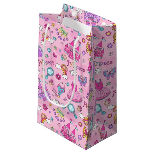Pink Princess Gift Bag Klein Cadeauzakje (Voorkant Gekanteld)