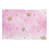 Pink Princess Hearts Crowns Glitter Sparkle Kussensloop (Achterkant)