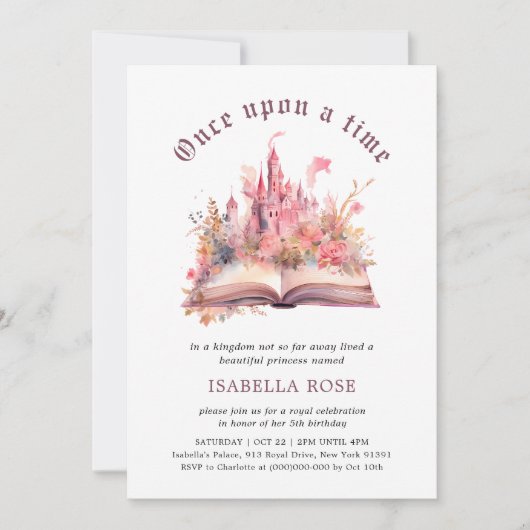 Pink Princess Invitation d'anniversaire (Devant)