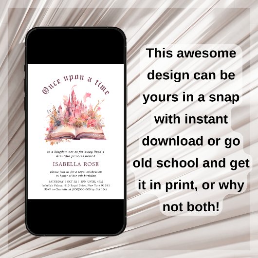 Pink Princess Invitation d'anniversaire