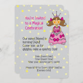 Pink Princess Invitation de fête d'anniversaire (Devant / Derrière)