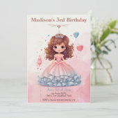 Pink Princess Invitation de fête d'anniversaire (Debout devant)
