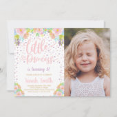 Pink Princess Invitations d'anniversaire avec phot (Devant)