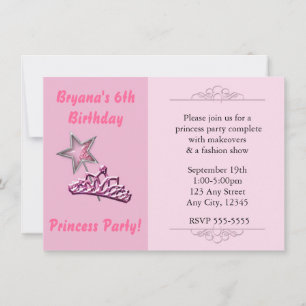 Pink Princess Party Birthay nodigt de kroon uit Kaart