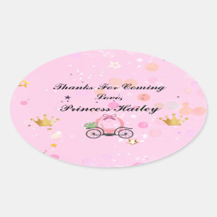 Pink Princess Party Dank je wel Ovale Sticker