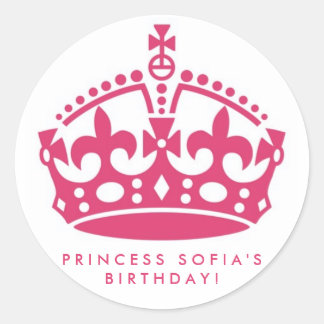 Pink Princess Party Tiara Favor Stickers