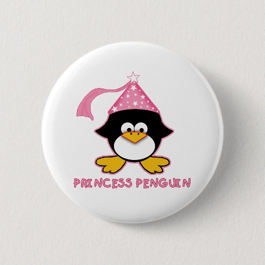 Pink Princess Penguin Ronde Button 5,7 Cm (Voorkant)