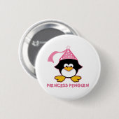 Pink Princess Penguin Ronde Button 5,7 Cm (Voorkant /achterkant)