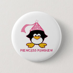 Pink Princess Penguin Ronde Button 5,7 Cm