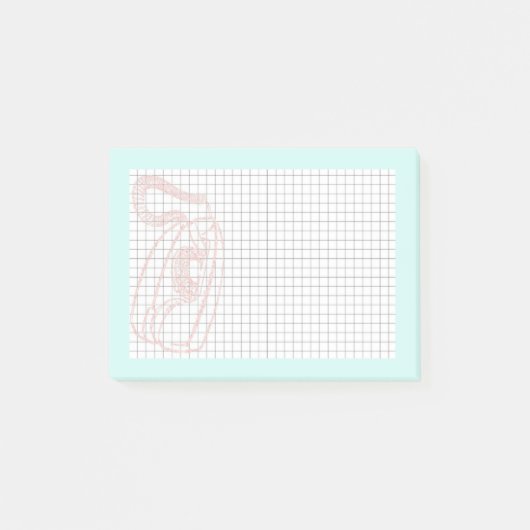 Pink Princess Phone post it note with grid (Voorkant)