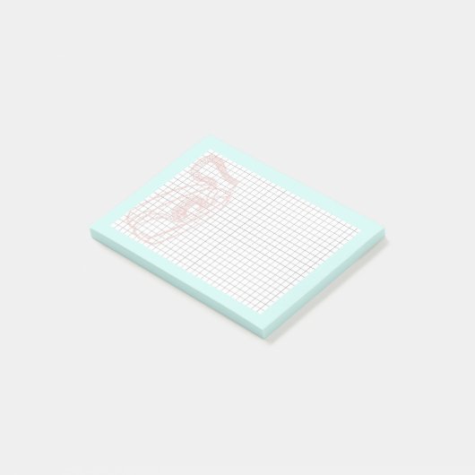 Pink Princess Phone post it note with grid (Schuin)