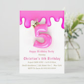 Pink Princess Slime 5e anniversaire Invitations (Debout devant)