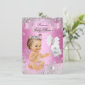 Pink Princess Snowflake Baby shower Invite Kaart (Staand voorkant)