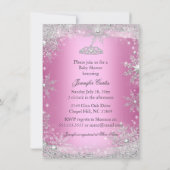 Pink Princess Snowflake Baby shower Invite Kaart (Achterkant)