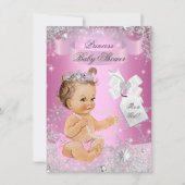 Pink Princess Snowflake Baby shower Invite Kaart (Voorkant)