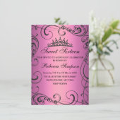 Pink Princess Sweet 16 Anniversaire Invitation (Debout devant)