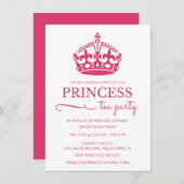 Pink Princess Tea Party Invitations d'anniversaire (Devant / Derrière)