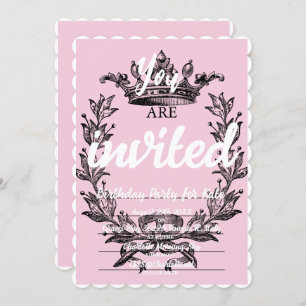 Pink Princess Theme Anniversaire Invitations