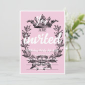Pink Princess Theme Anniversaire Invitations (Debout devant)