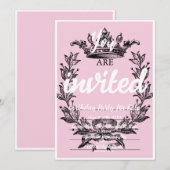 Pink Princess Theme Anniversaire Invitations (Devant / Derrière)