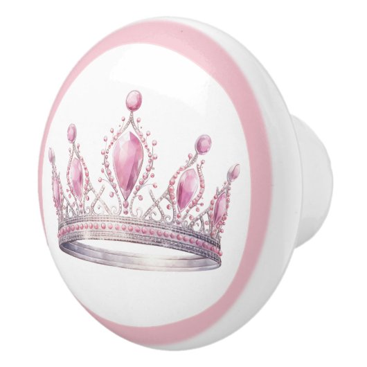 Pink Princess Tiara Girly Ceramic Knob Keramische Knop (Rechts)