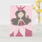 Pink Princess Verjaardag Kaart (Gele Bloem)