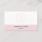 Pink Professional Simple Logo QR Code Visitekaartje (Voorkant)