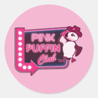Pink Puffin Club Ronde Sticker