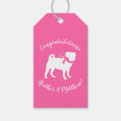 Pink Pug Dog Theme Party Celebration Cadeaulabel (Voorkant)