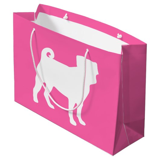 Pink Pug Dog Theme Party Celebration Groot Cadeauzakje (Achterkant Gekanteld)