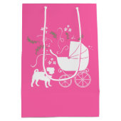 Pink Pug Dog Theme Party Celebration Medium Cadeauzakje (Achterkant)