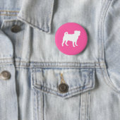Pink Pug Dog Theme Party Celebration Ronde Button 5,7 Cm (In situ)