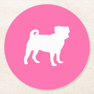 Pink Pug Dog Theme Party Celebration Ronde Kartonnen Onderzetter