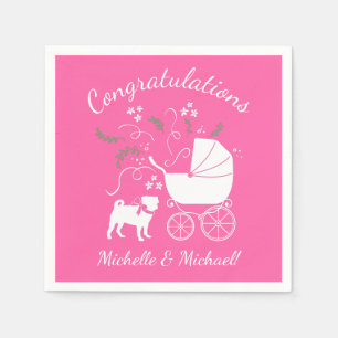 Pink Pug Dog Theme Party Celebration Servet