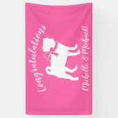 Pink Pug Dog Theme Party Celebration Spandoek (Verticaal)