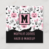 PINK PUMKIN PATTERN VIERKANTE VISITEKAARTJE (Voorkant)