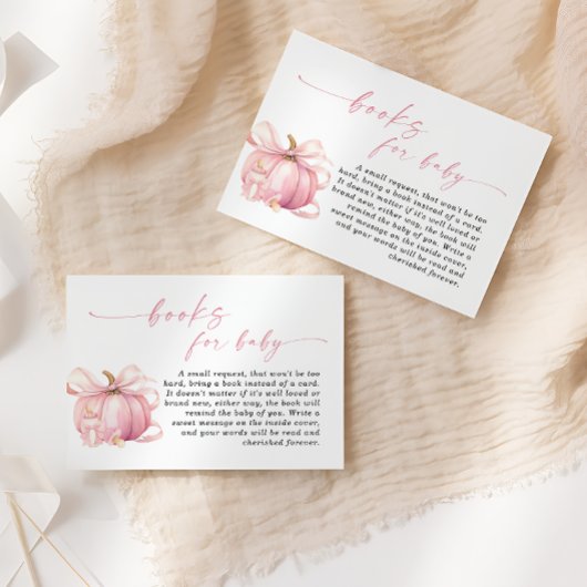 Pink Pumpkin Girl Baby shower Book Request Informatiekaartje