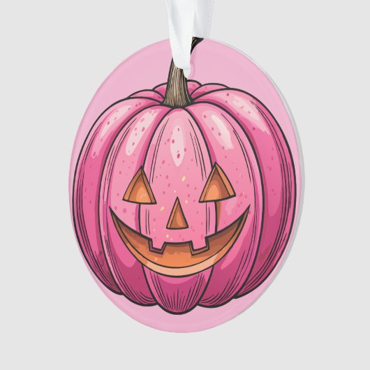 Pink Pumpkin Halloween Ornament (voorkant)