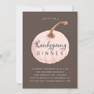 Pink Pumpkin Thanksgiving Dinner Party Kaart